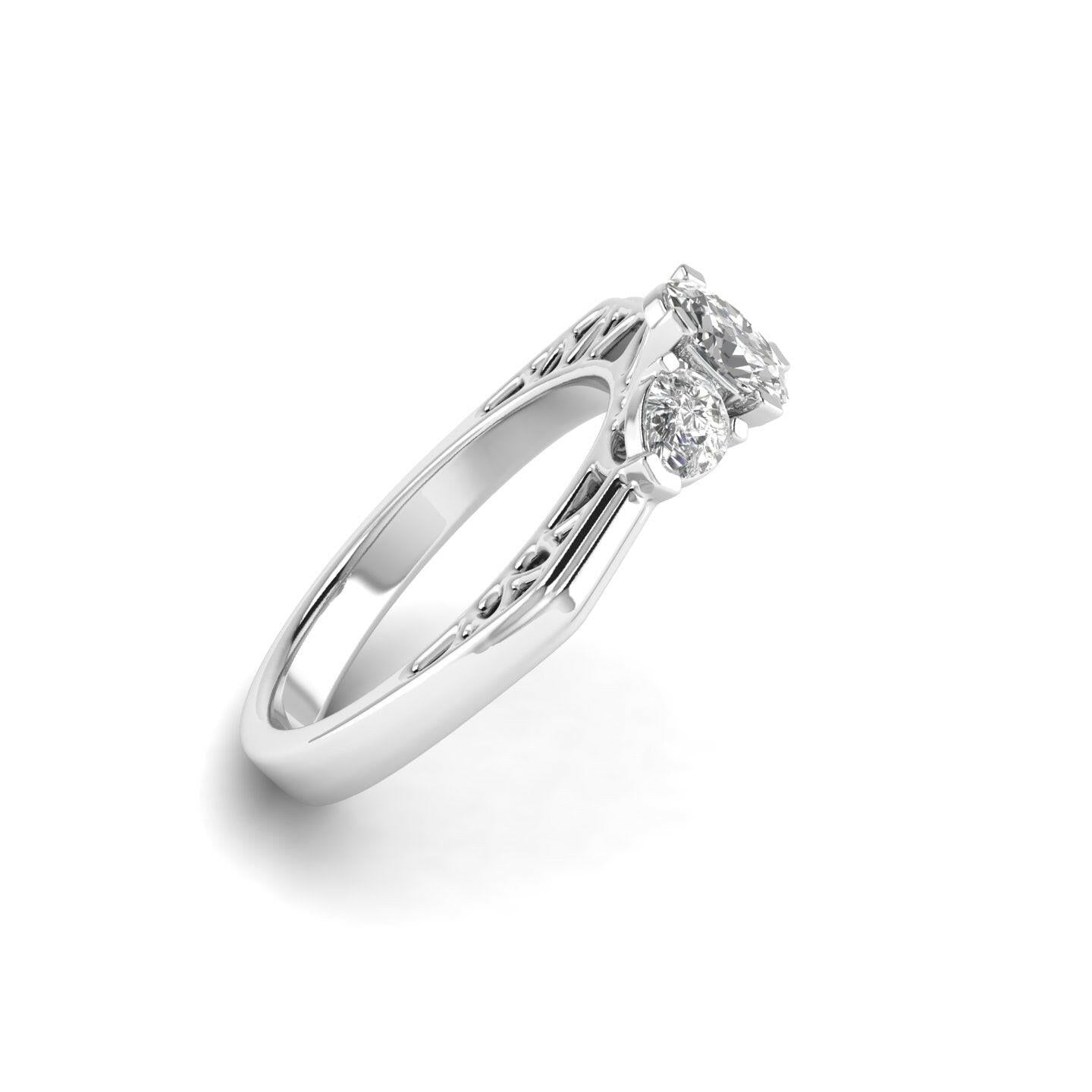 White Gold Studded  1 Carat Lab Grown Diamond Ring-D Color VVS Clarity.